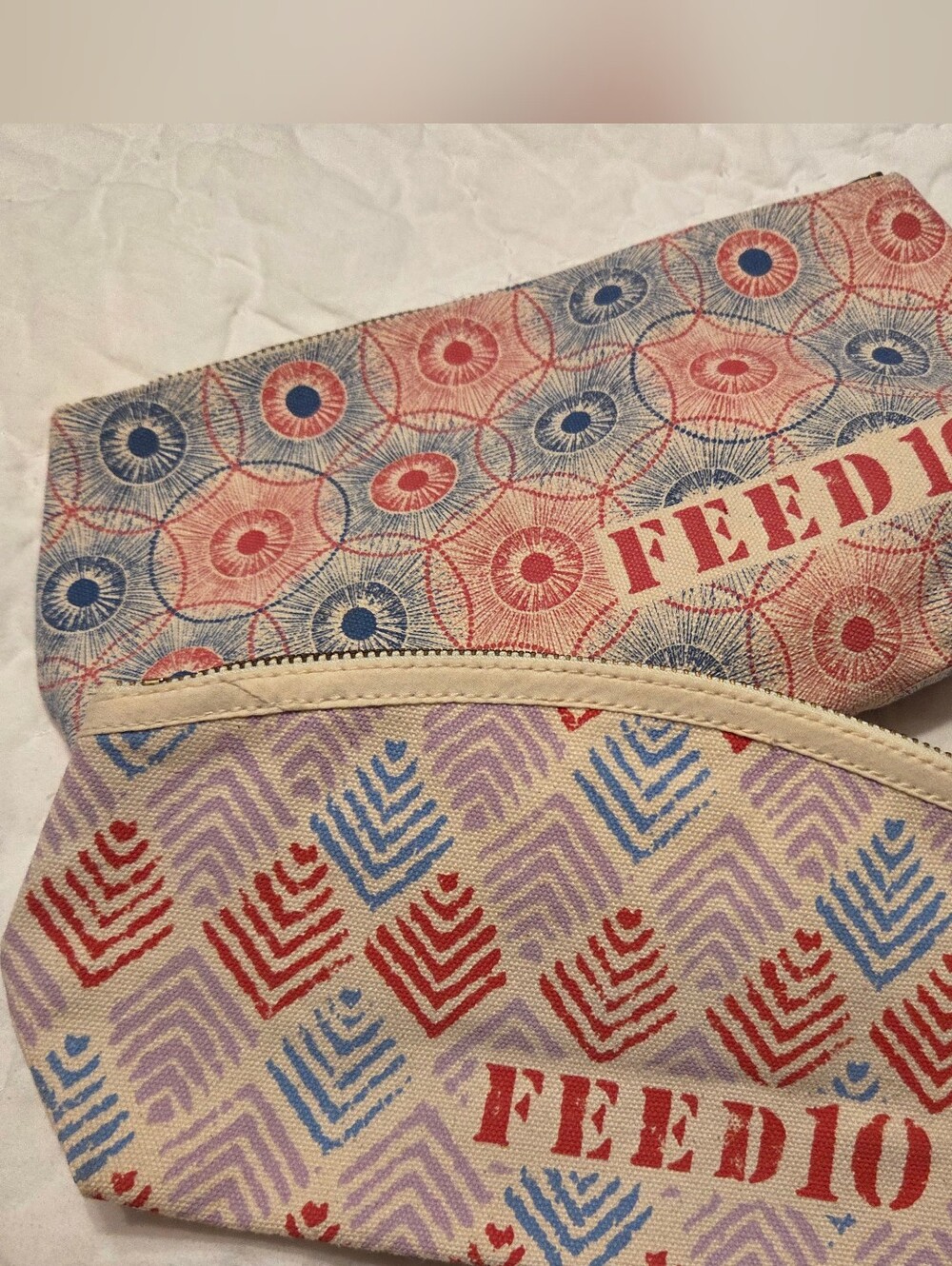 Set of 2 Clarins x FEED Canvas Makeup Pouch / Cosmetic Bags